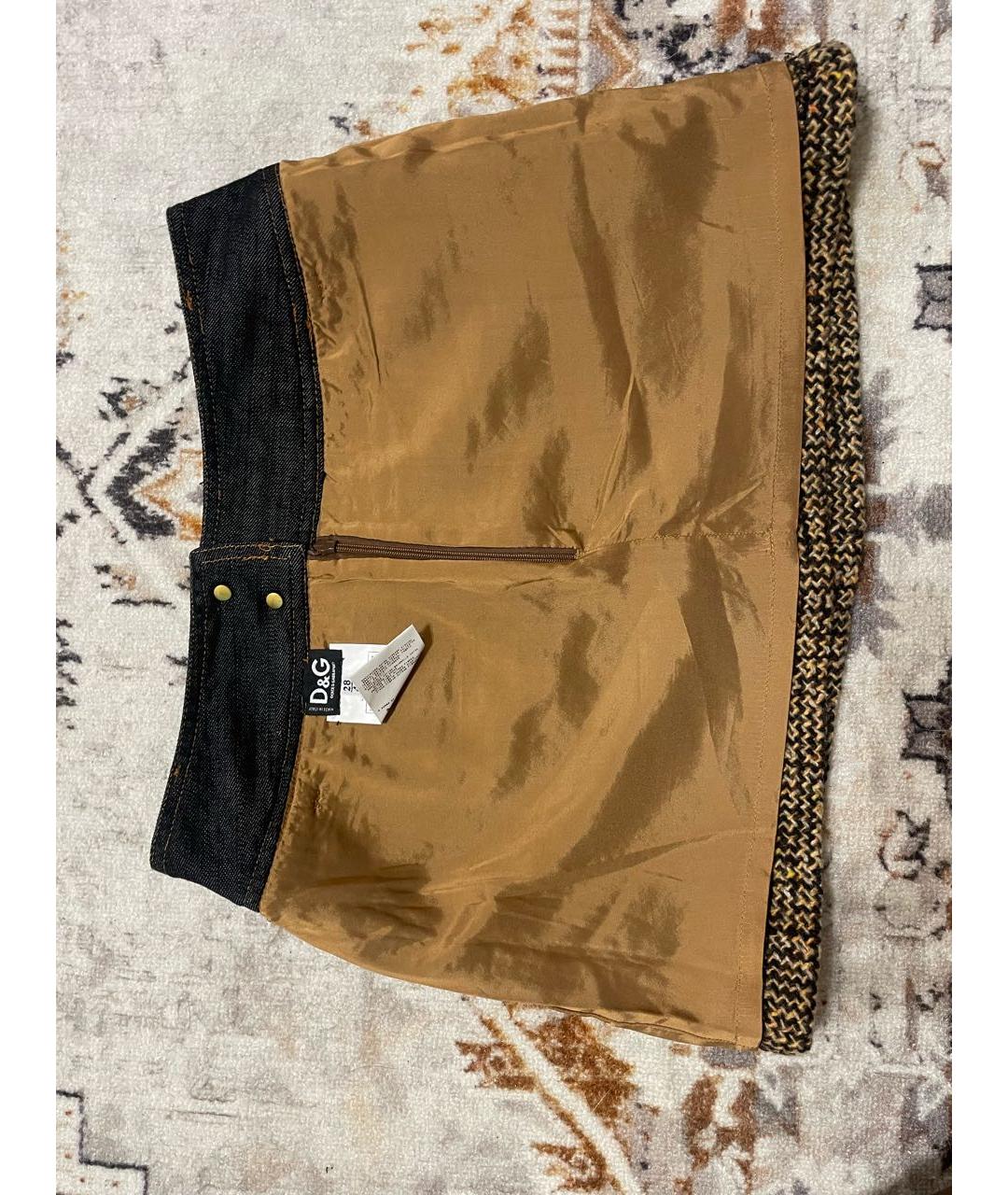 DOLCE&GABBANA Коричневая шерстяная юбка мини, фото 5