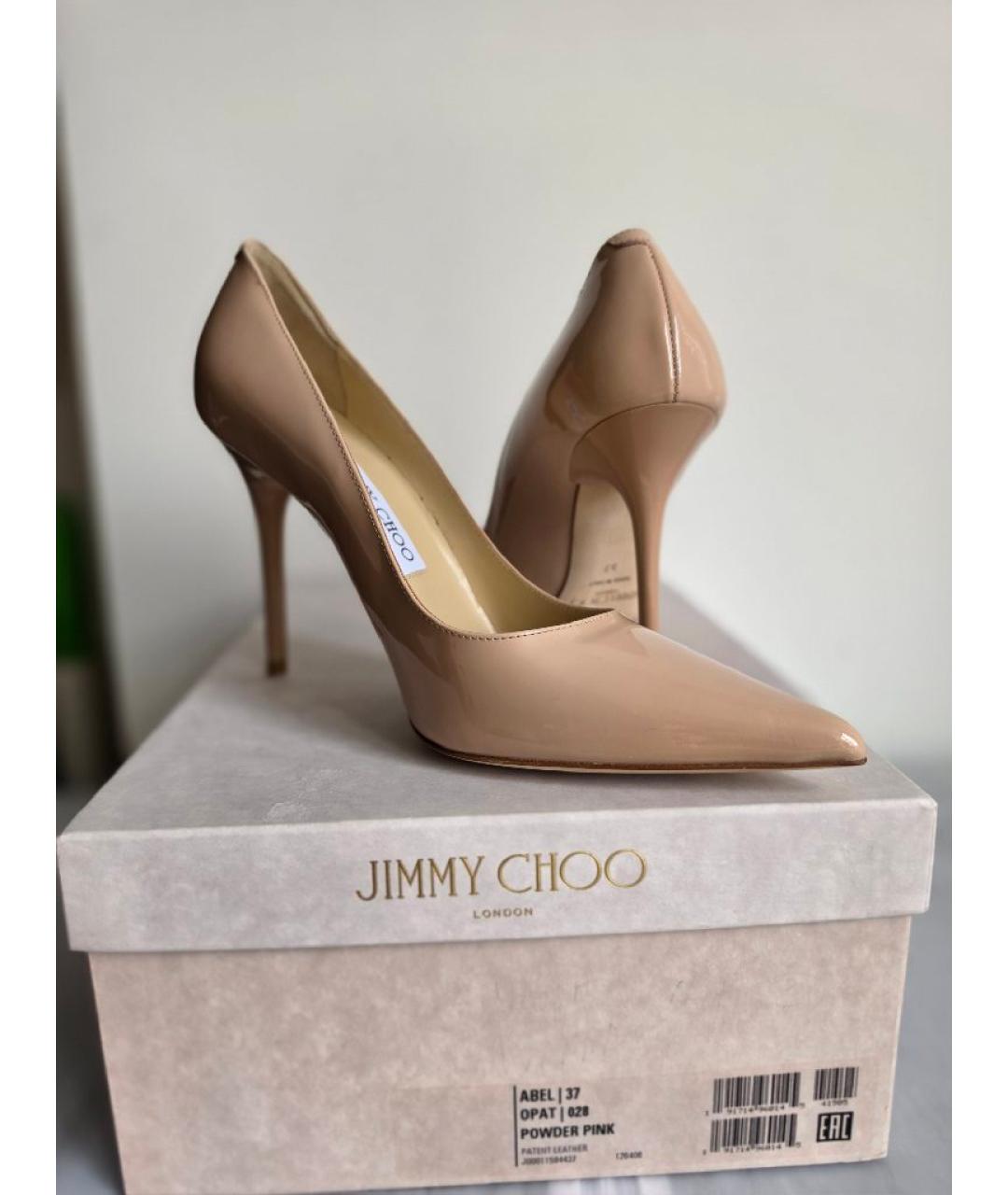 JIMMY CHOO Бежевые туфли из лакированной кожи, фото 3