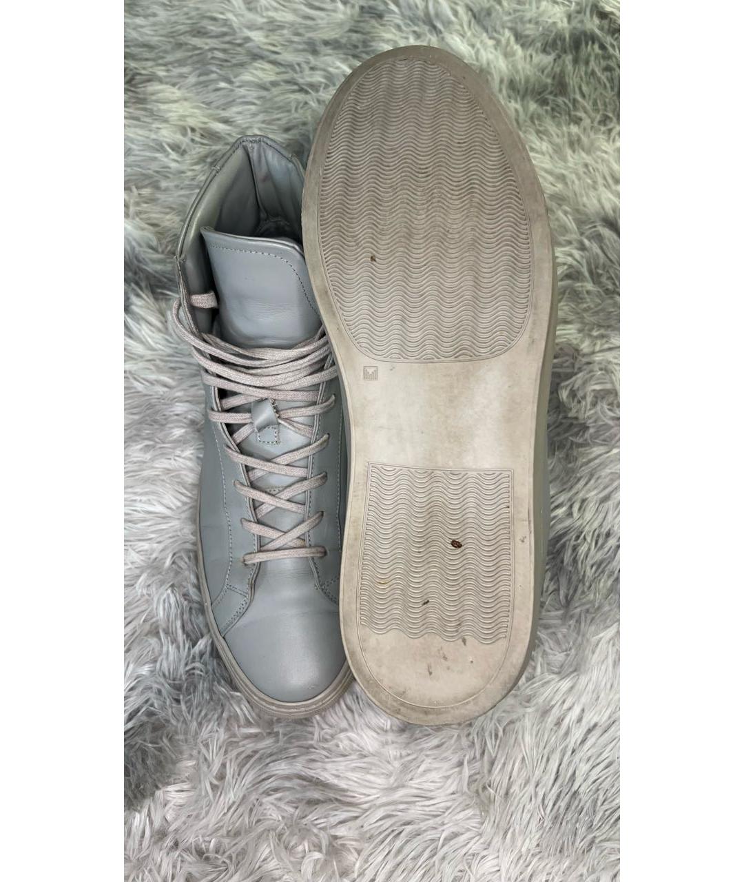 COMMON PROJECTS Серые кожаные высокие кроссовки / кеды, фото 4