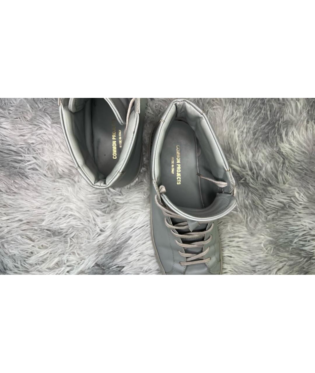 COMMON PROJECTS Серые кожаные высокие кроссовки / кеды, фото 3