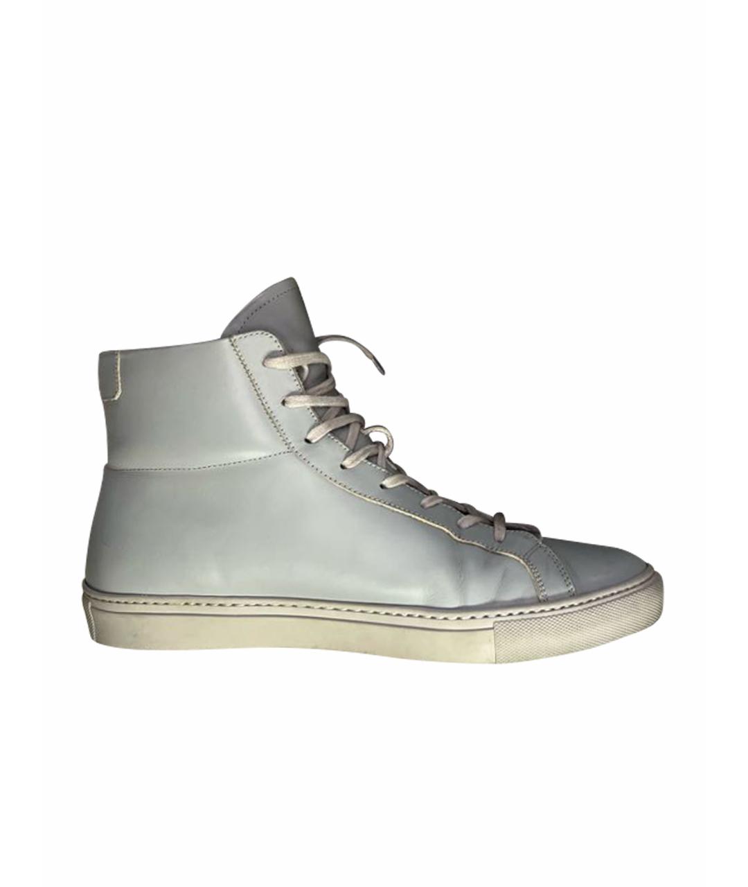 COMMON PROJECTS Серые кожаные высокие кроссовки / кеды, фото 1