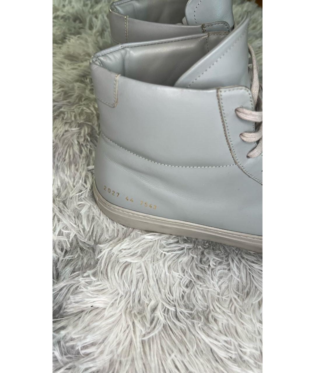 COMMON PROJECTS Серые кожаные высокие кроссовки / кеды, фото 5