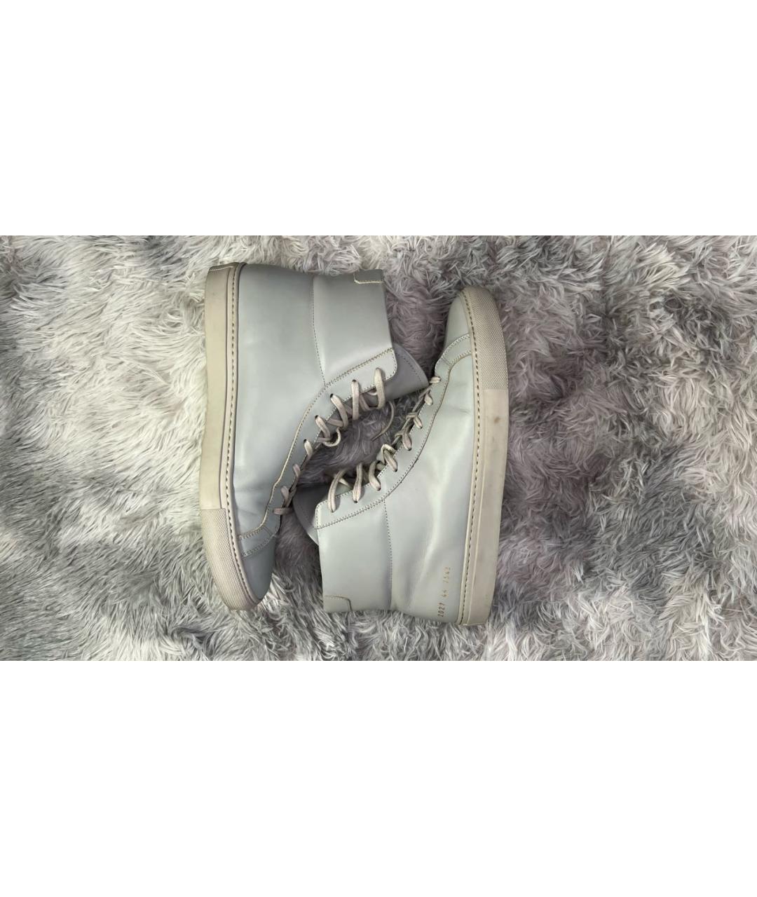 COMMON PROJECTS Серые кожаные высокие кроссовки / кеды, фото 6