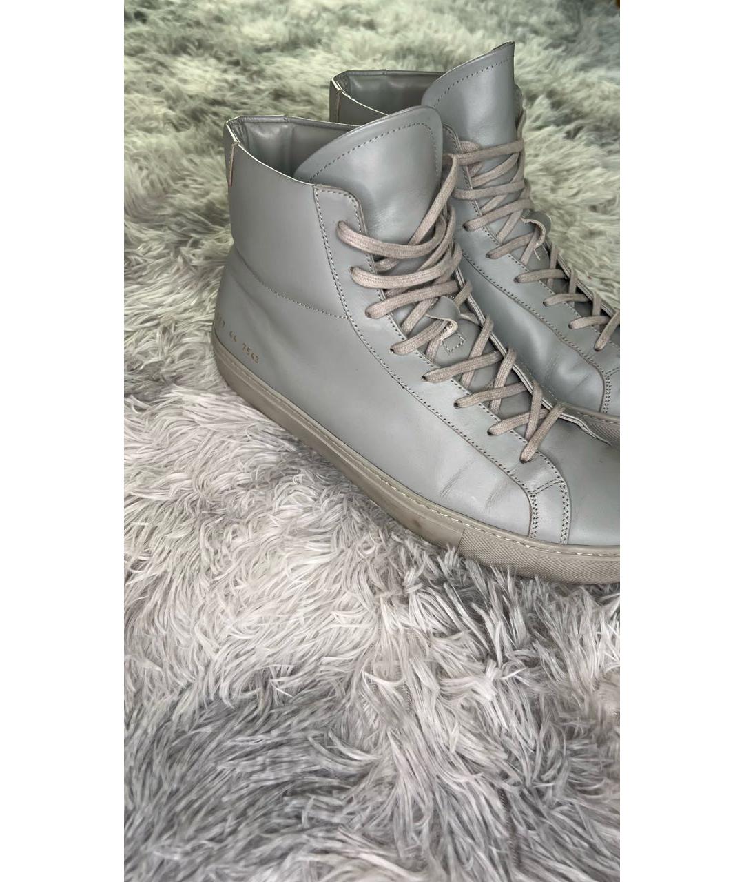 COMMON PROJECTS Серые кожаные высокие кроссовки / кеды, фото 2