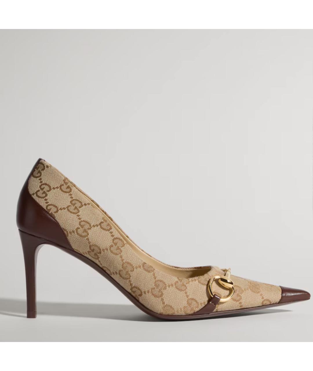 GUCCI Коричневые текстильные туфли, фото 3