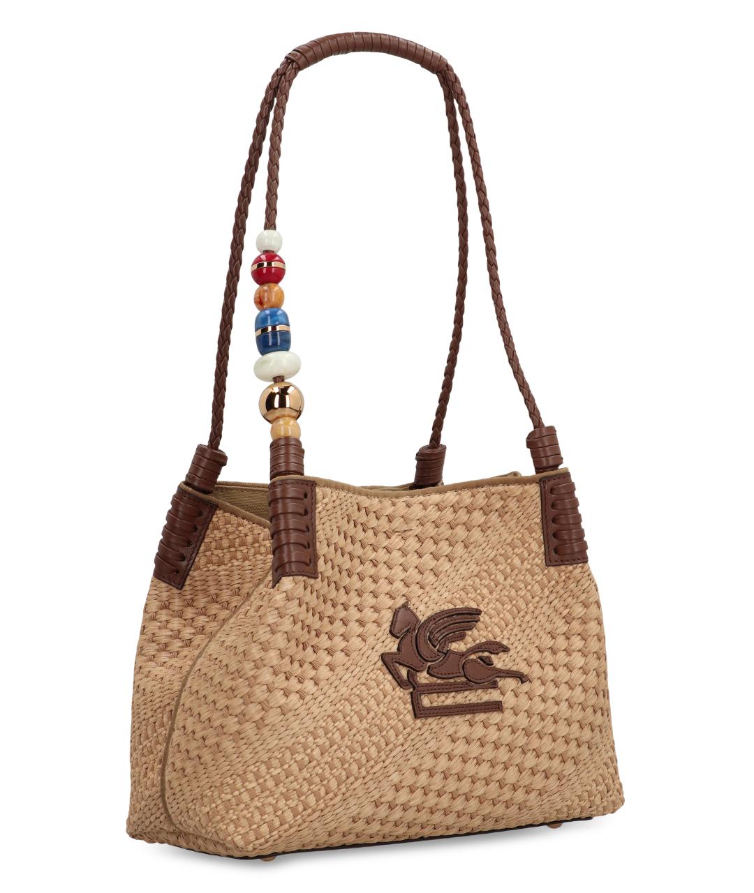ETRO Бежевая синтетическая сумка тоут, фото 3