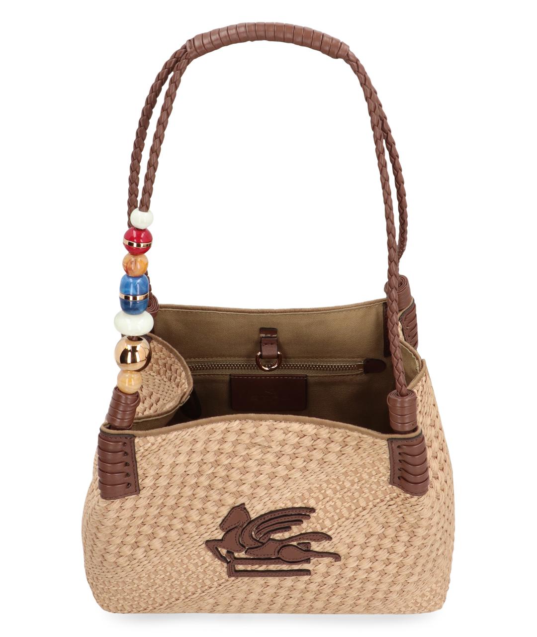 ETRO Бежевая синтетическая сумка тоут, фото 5