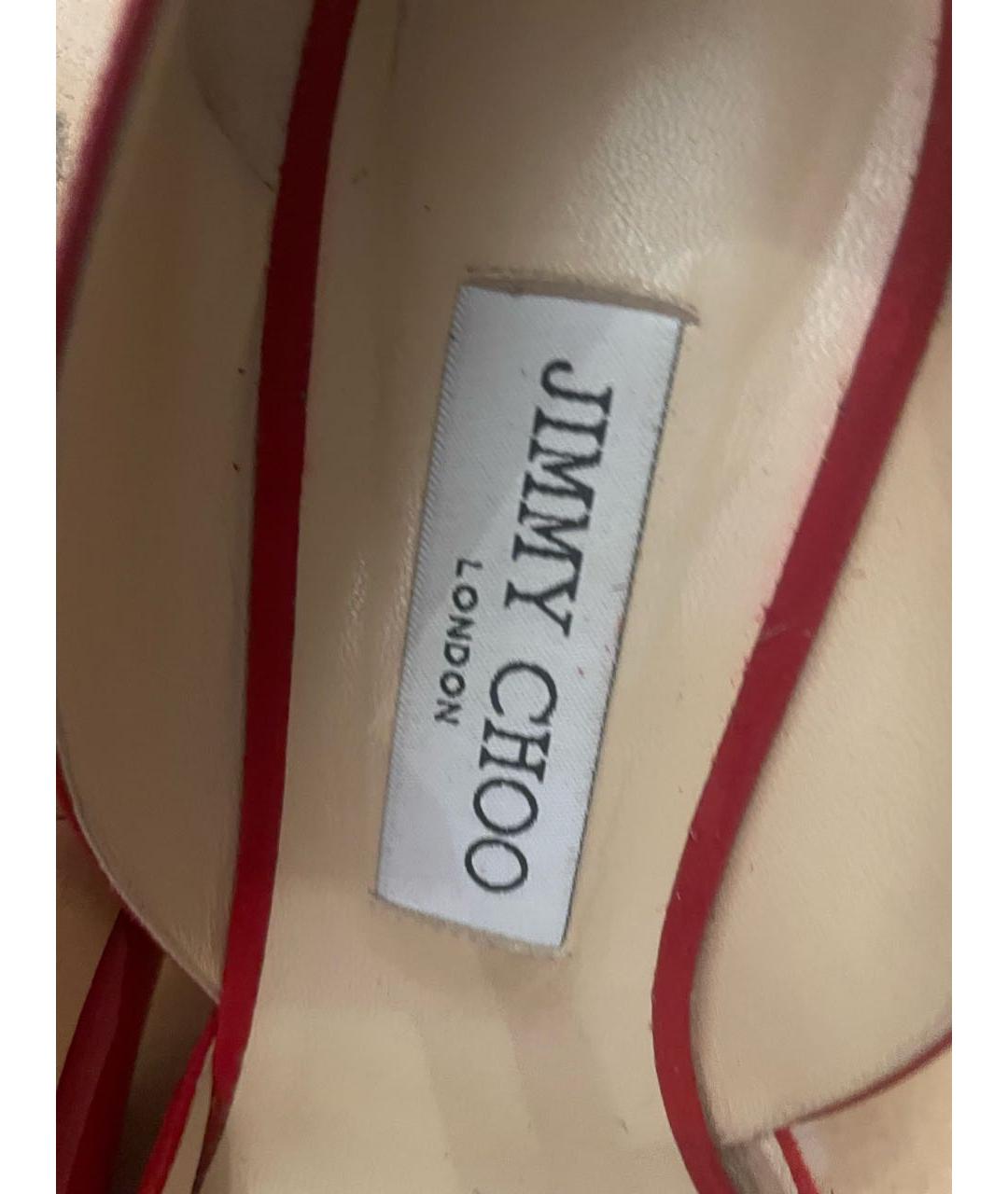 JIMMY CHOO Красные замшевые лодочки на низком каблуке, фото 6