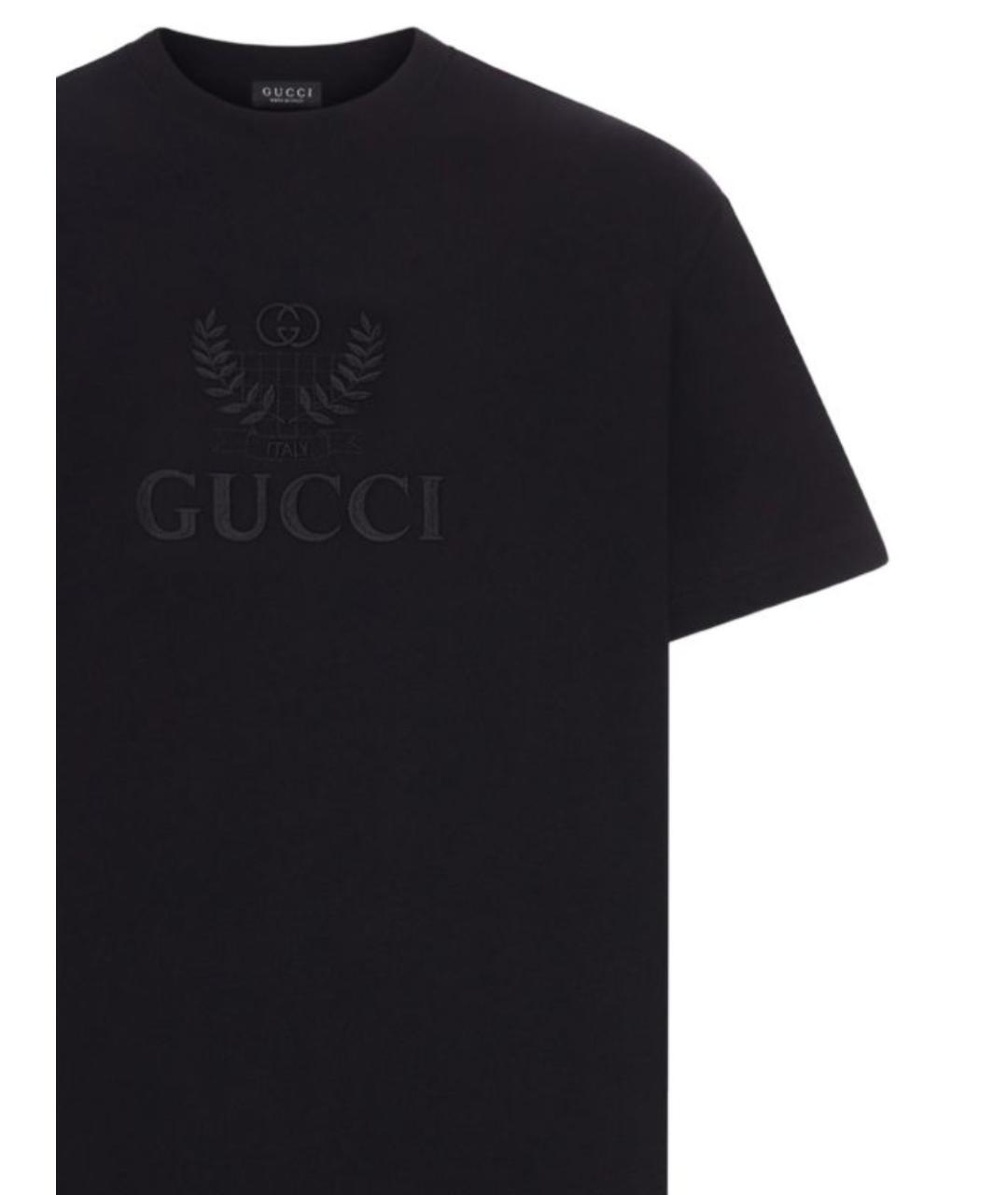 GUCCI Черная хлопковая футболка, фото 2