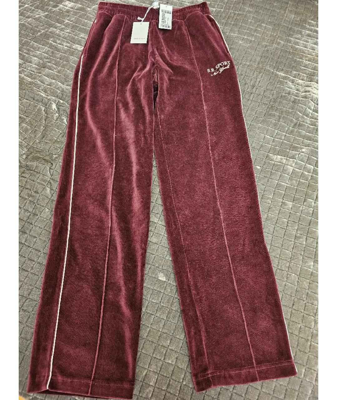 SPORTY AND RICH Бордовый велюровый спортивные костюмы, фото 2