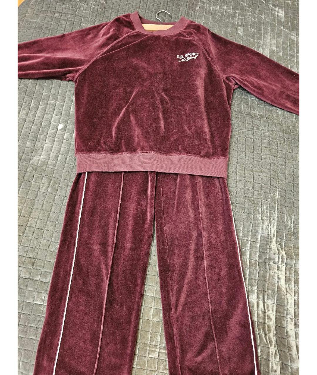 SPORTY AND RICH Бордовый велюровый спортивные костюмы, фото 3
