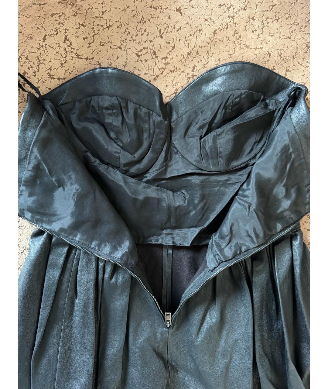 MIU MIU Черное кожаное вечернее платье, фото 4