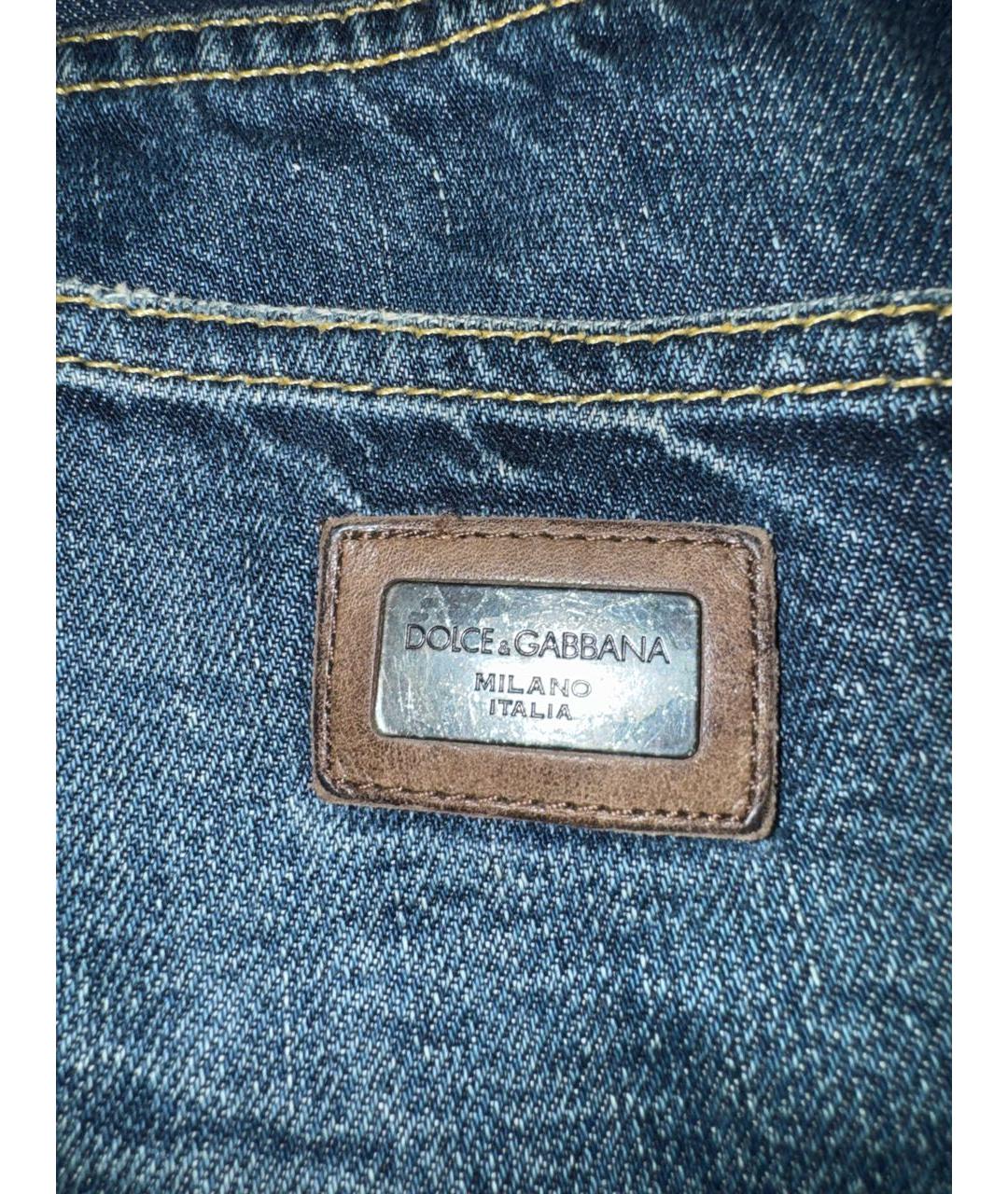DOLCE&GABBANA Синие хлопковые прямые джинсы, фото 3
