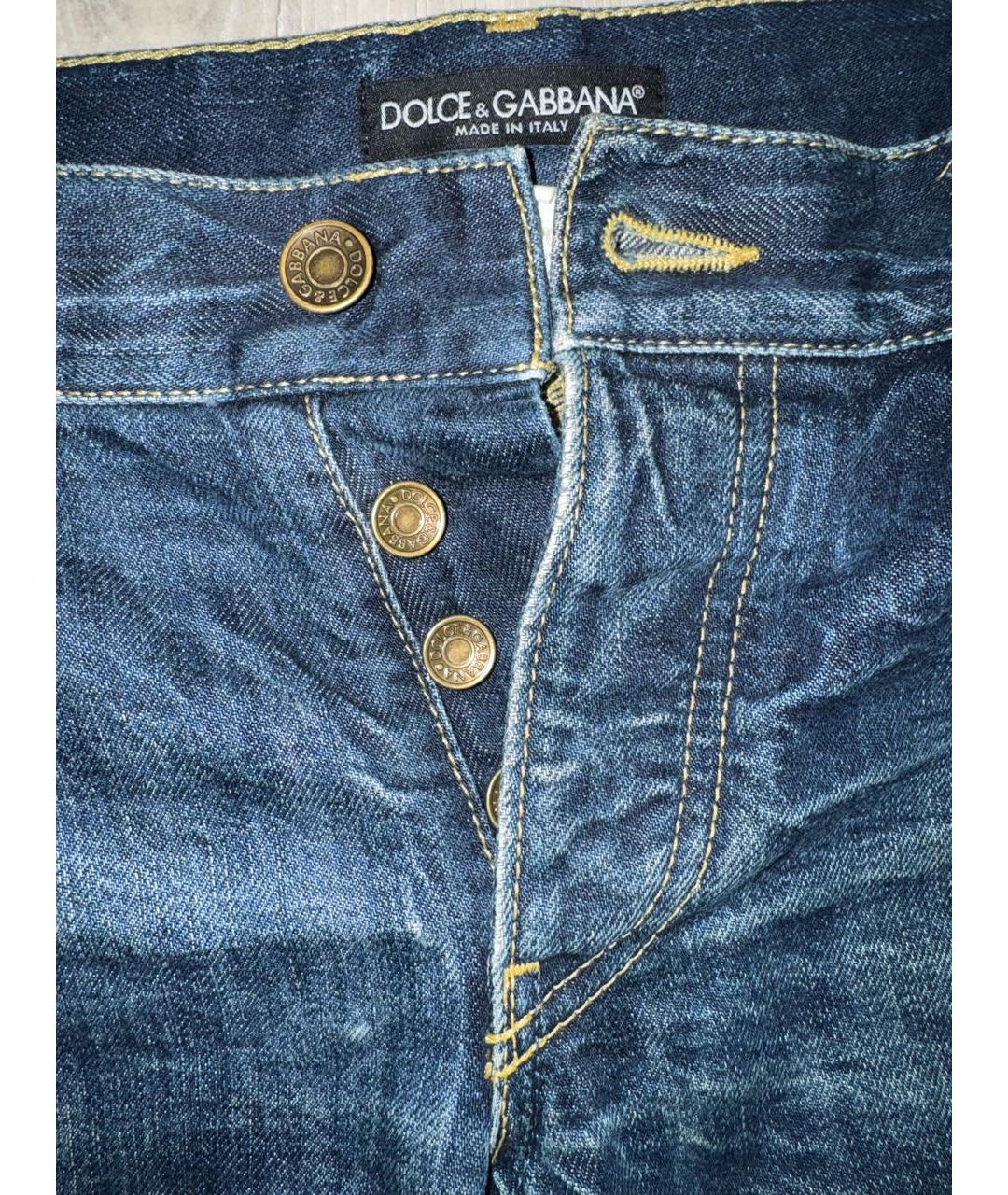 DOLCE&GABBANA Синие хлопковые прямые джинсы, фото 4