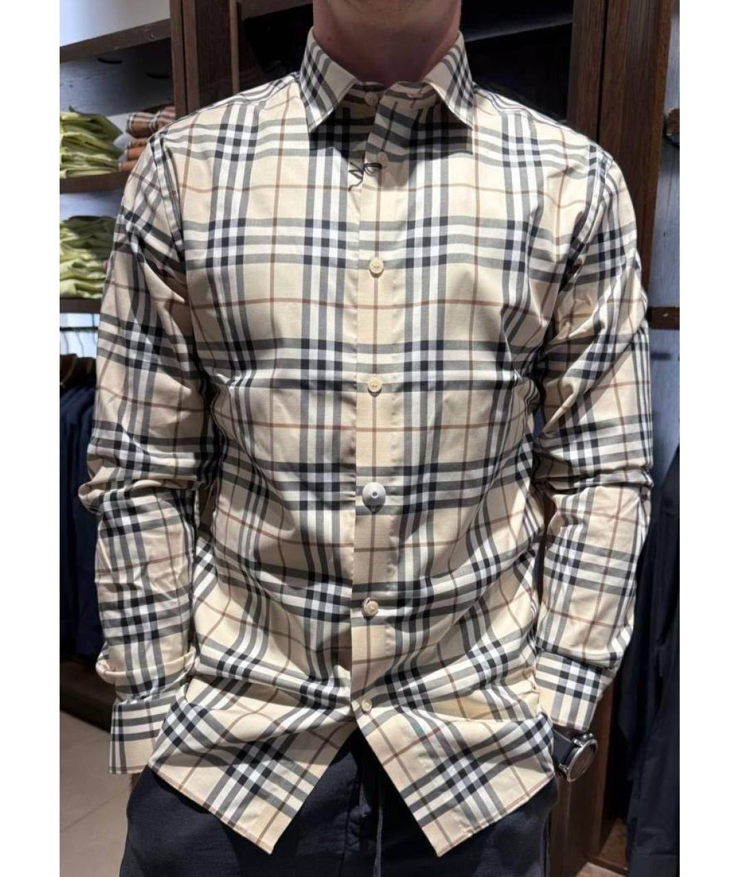 BURBERRY Бежевая хлопковая кэжуал рубашка, фото 3