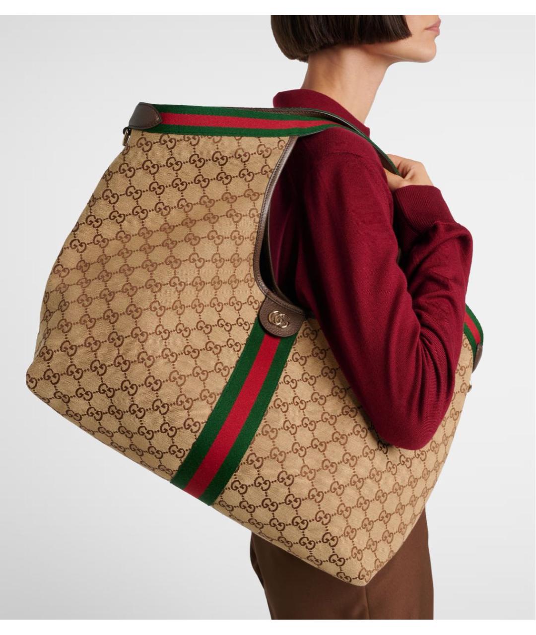 GUCCI Бежевая сумка тоут из канвы, фото 5