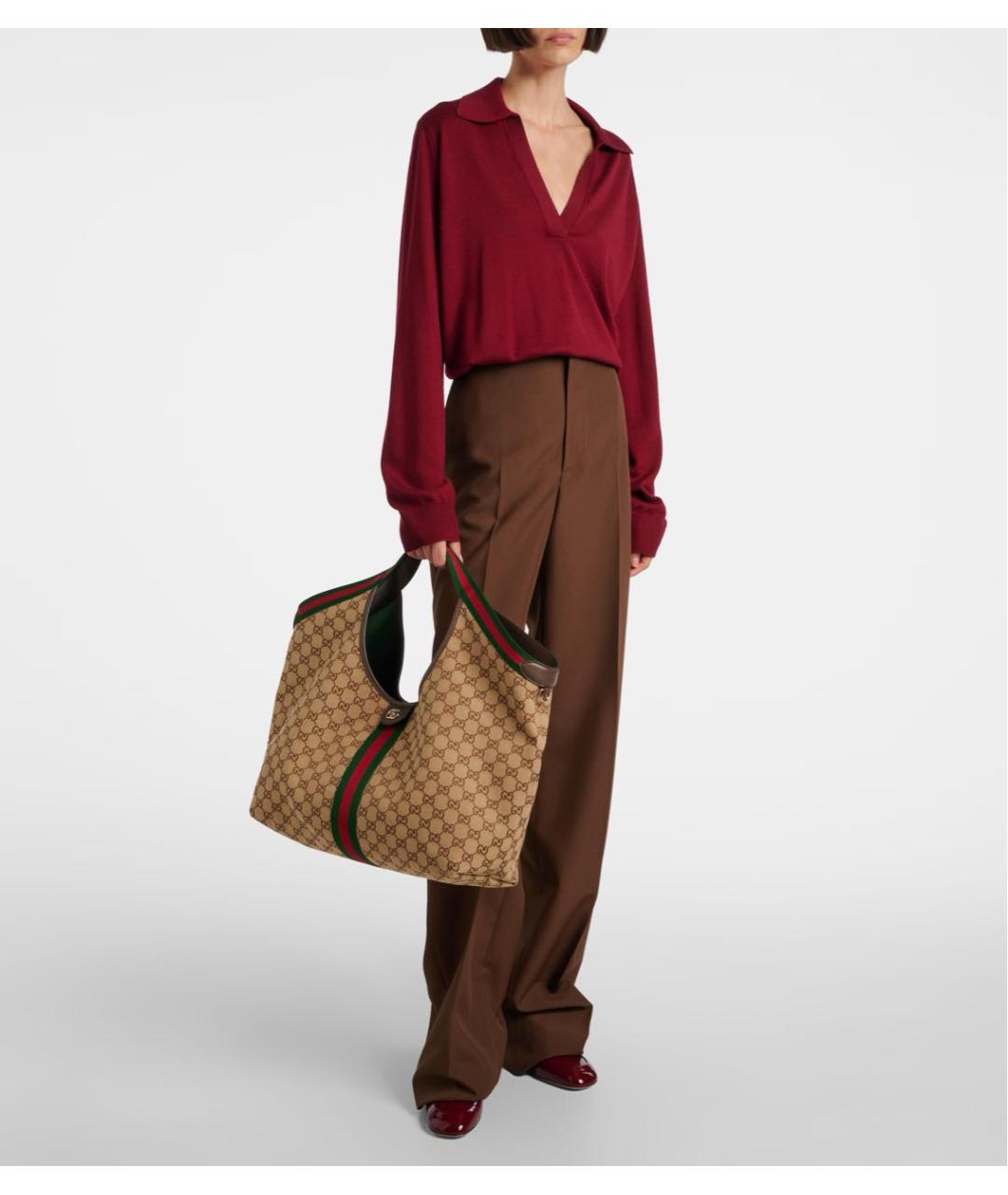GUCCI Бежевая сумка тоут из канвы, фото 7