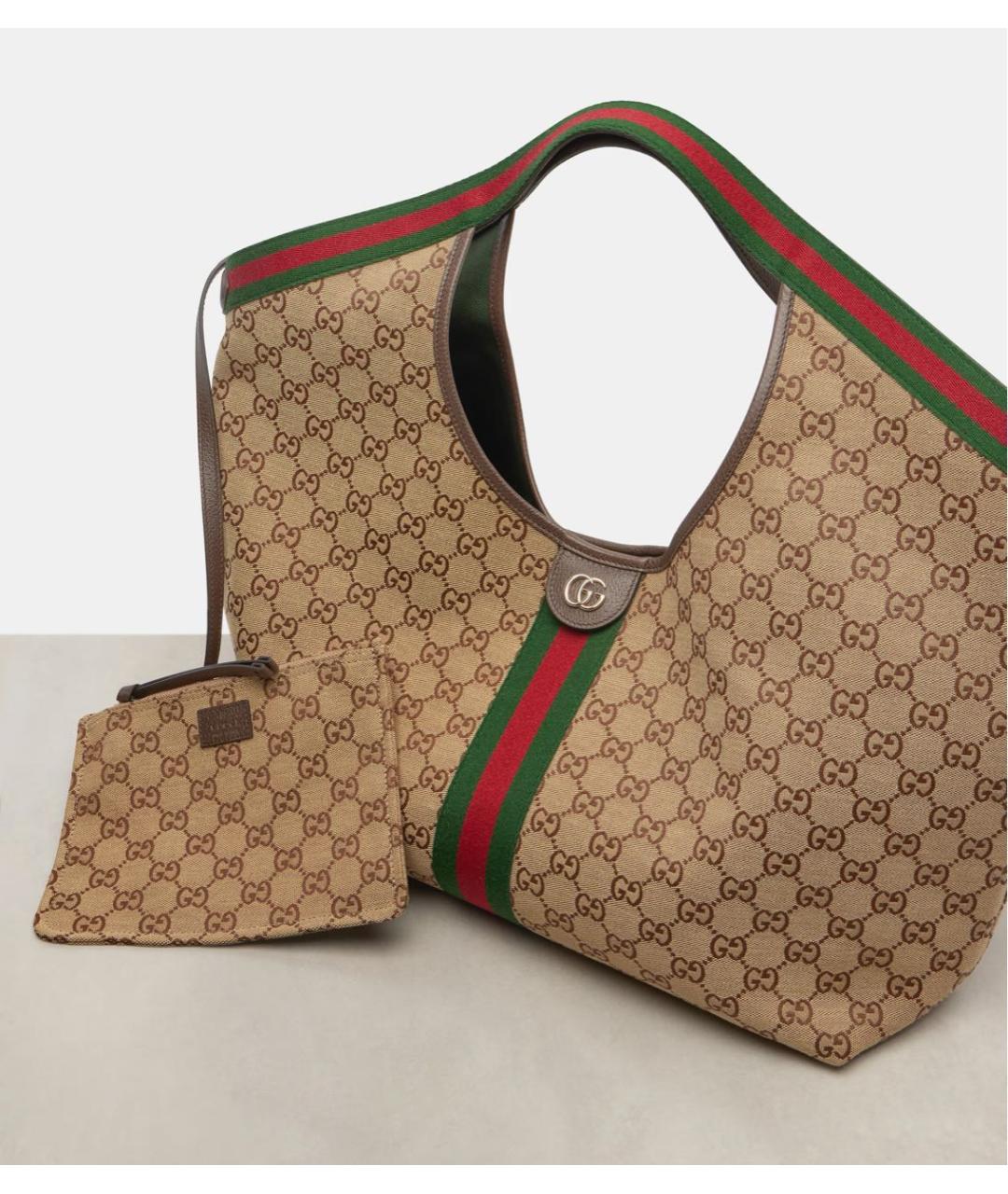 GUCCI Бежевая сумка тоут из канвы, фото 2