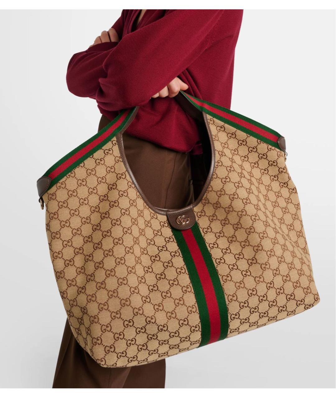 GUCCI Бежевая сумка тоут из канвы, фото 6