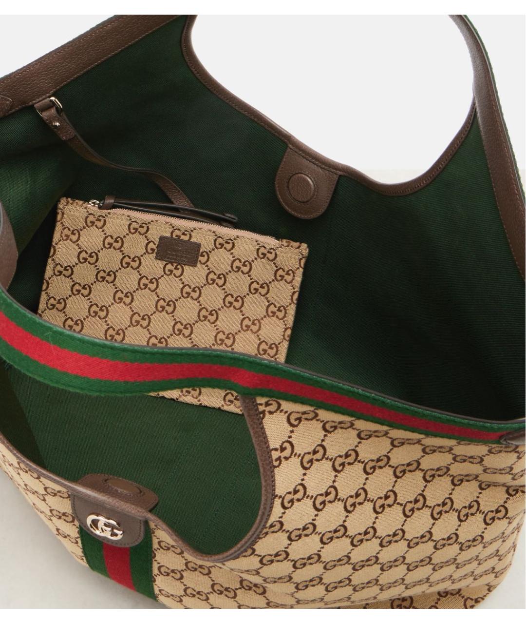 GUCCI Бежевая сумка тоут из канвы, фото 4