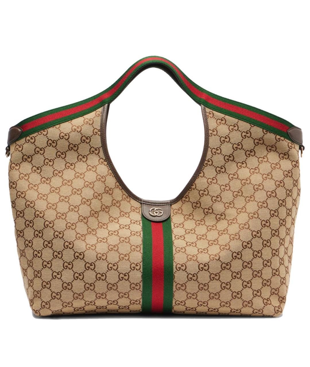 GUCCI Бежевая сумка тоут из канвы, фото 8