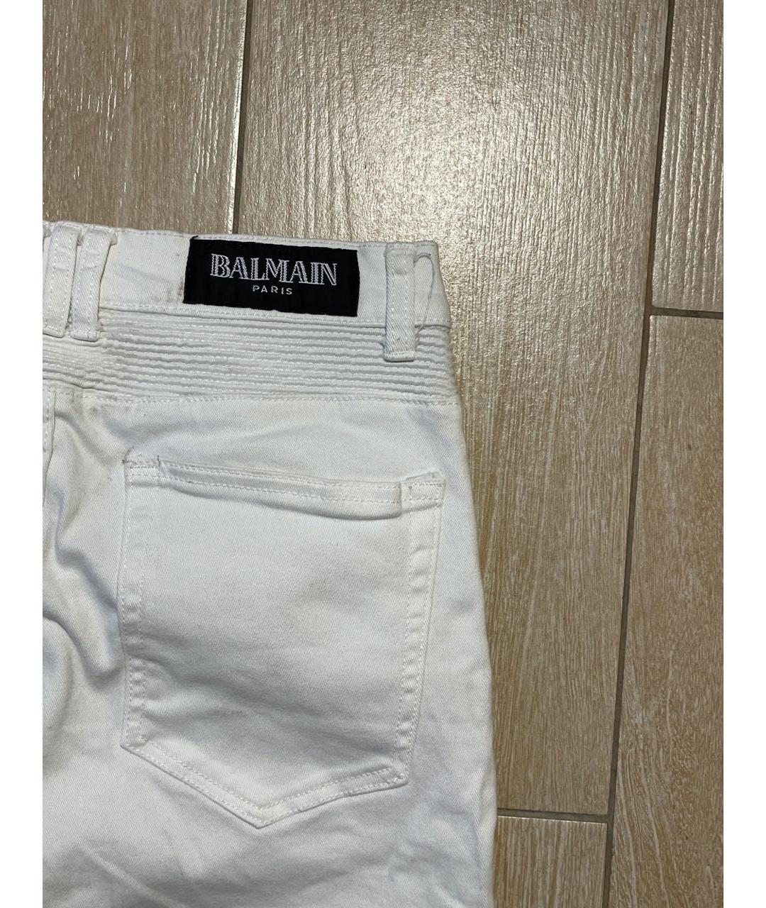 BALMAIN Белые хлопковые джинсы скинни, фото 3