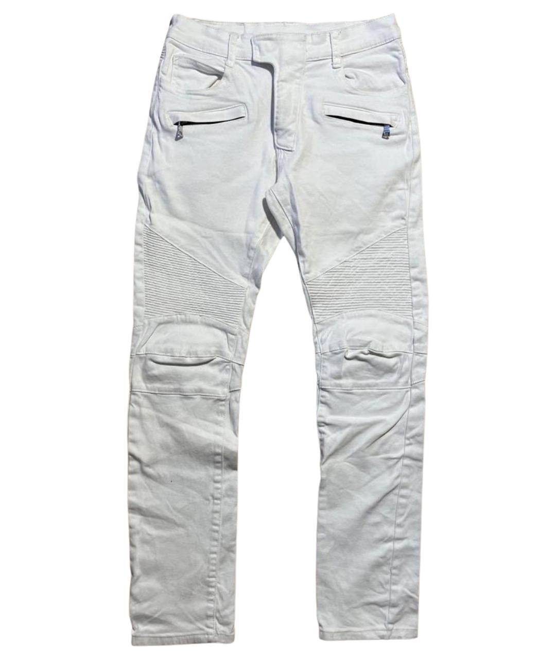 BALMAIN Белые хлопковые джинсы скинни, фото 1