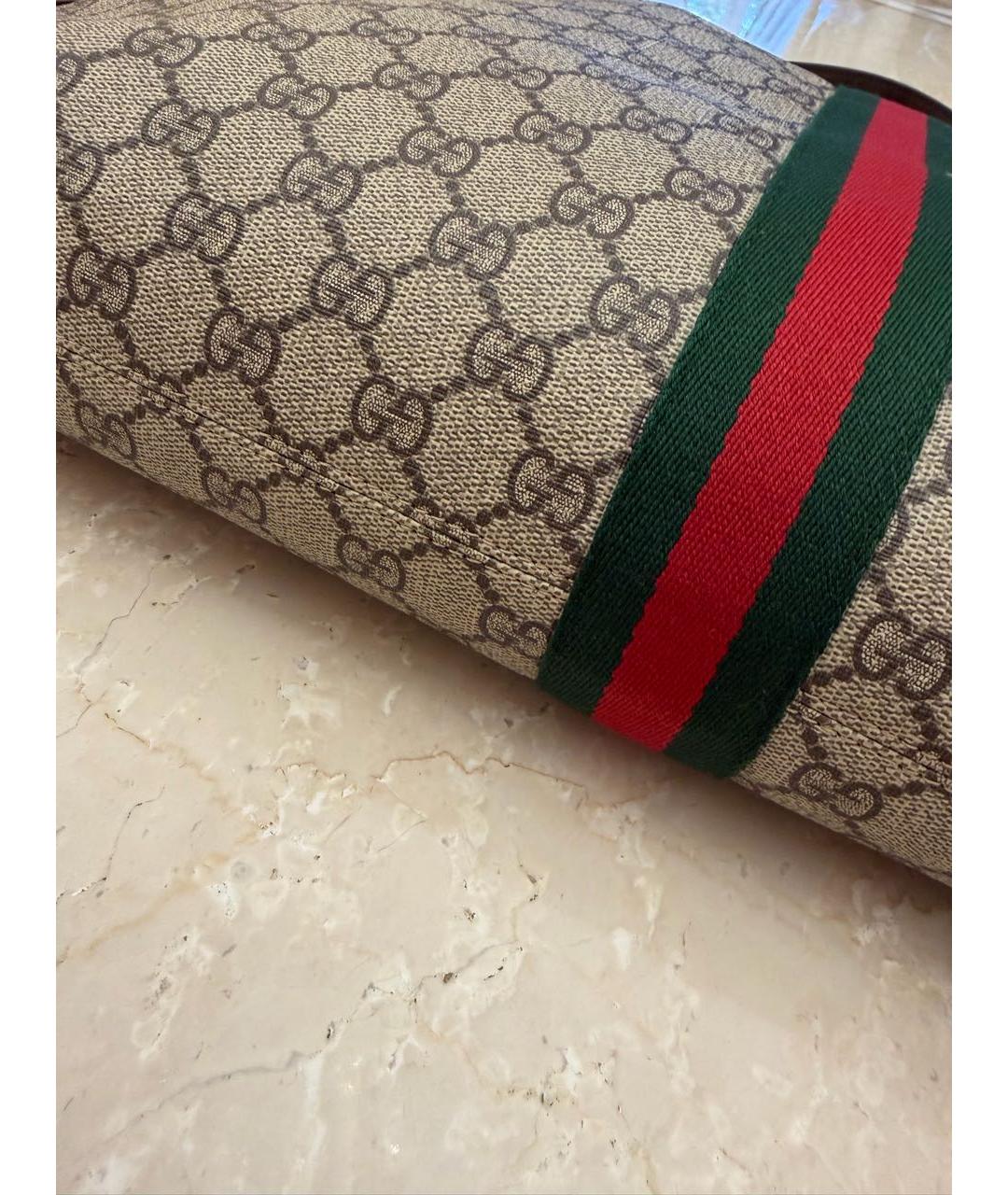 GUCCI Коричневая кожаная сумка тоут, фото 6