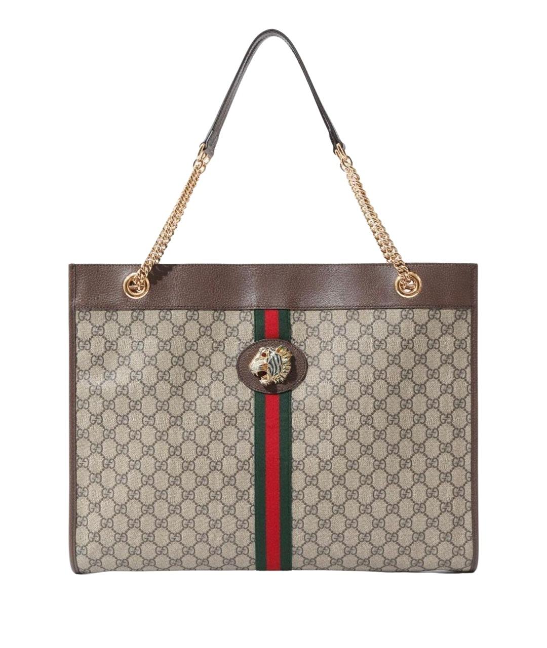 GUCCI Коричневая кожаная сумка тоут, фото 1
