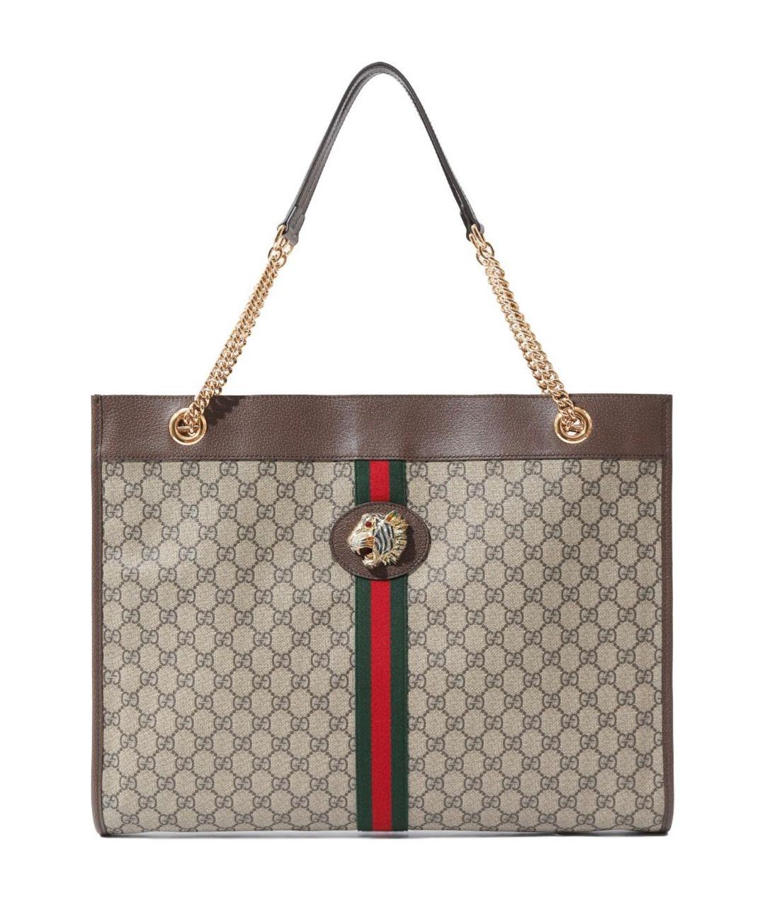 GUCCI Коричневая кожаная сумка тоут, фото 9