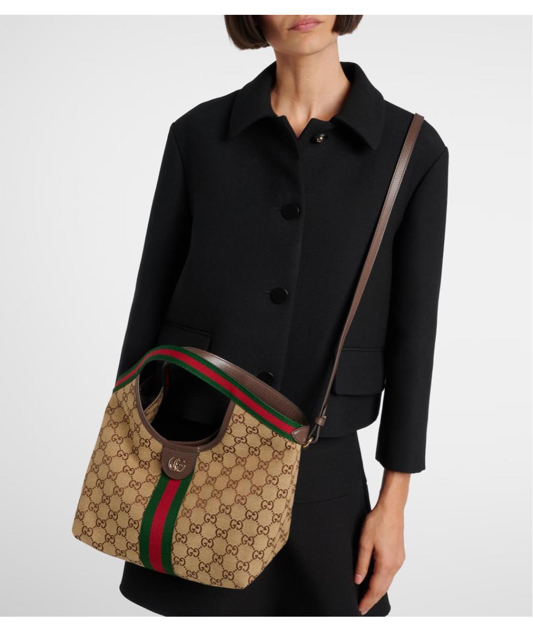 GUCCI Бежевая сумка тоут из канвы, фото 6