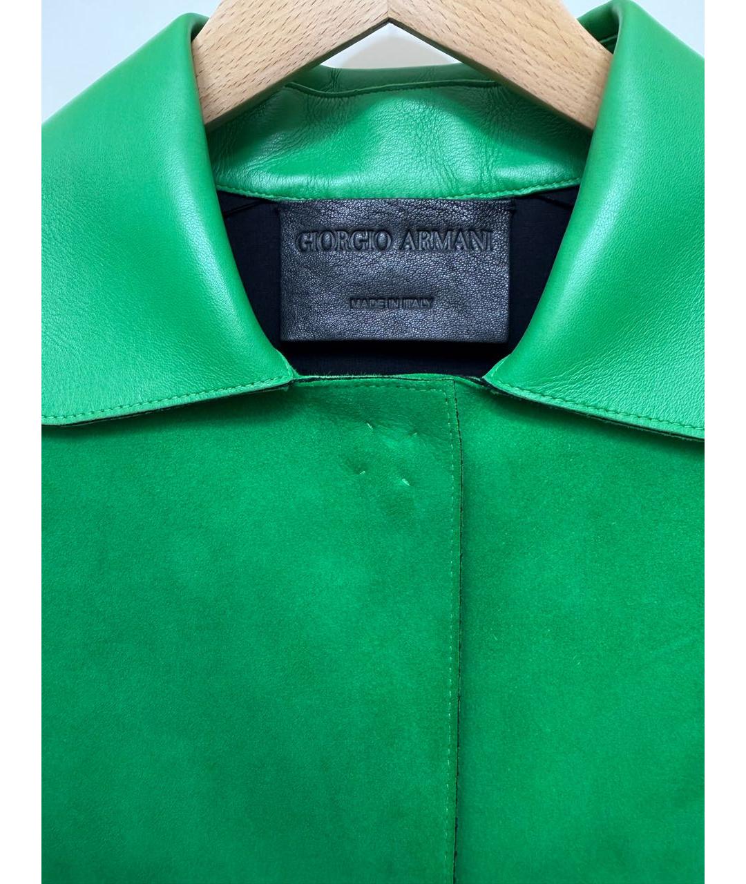 GIORGIO ARMANI Зеленая кожаная куртка, фото 2
