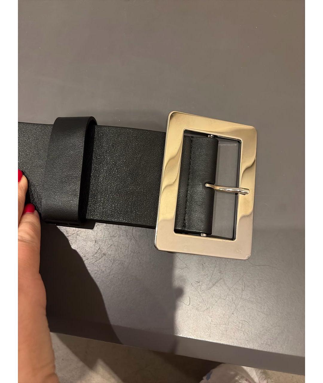 JIL SANDER Черный кожаный ремень, фото 2