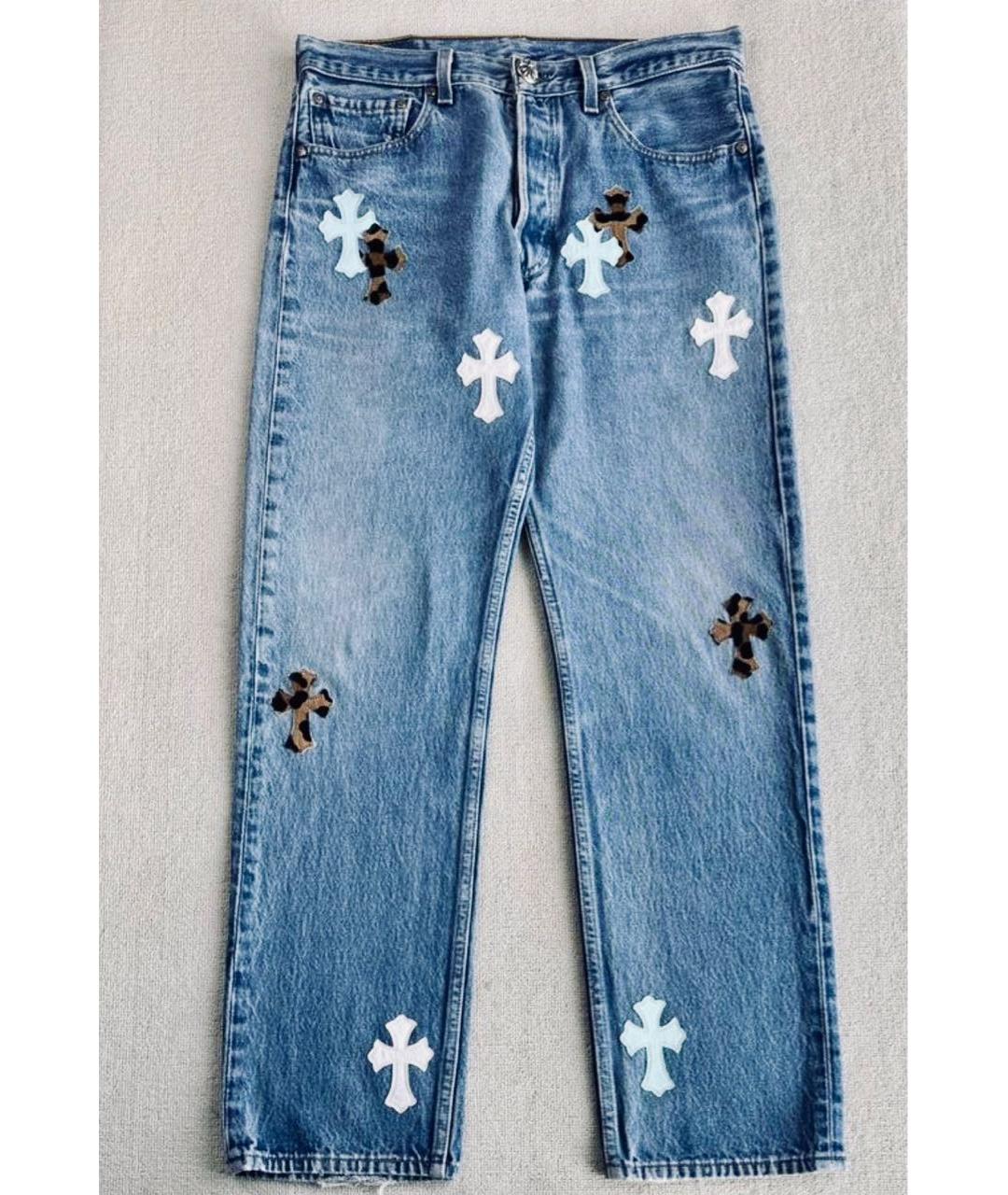 CHROME HEARTS Синие хлопко-полиэстеровые джинсы, фото 4