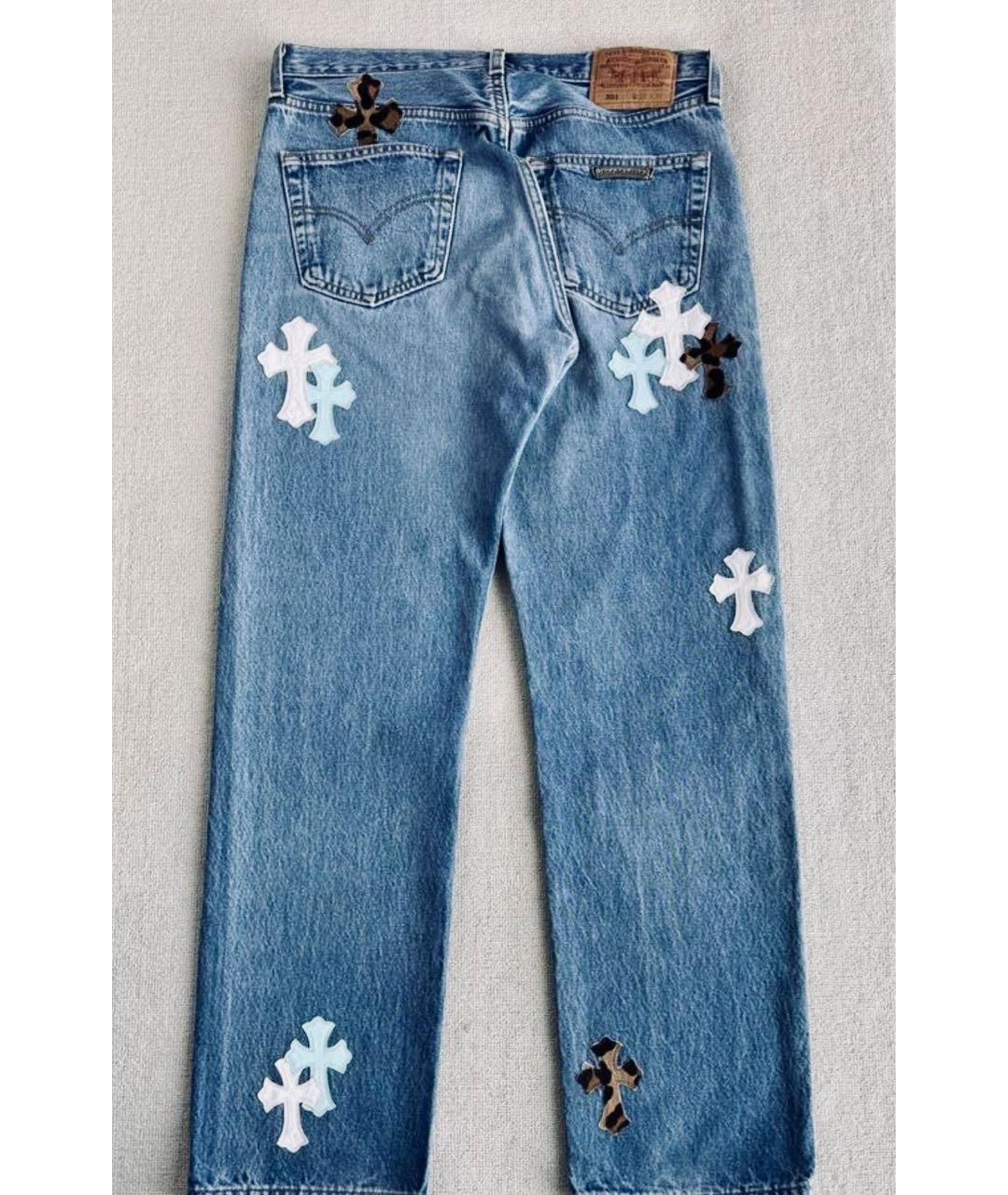 CHROME HEARTS Синие хлопко-полиэстеровые джинсы, фото 2