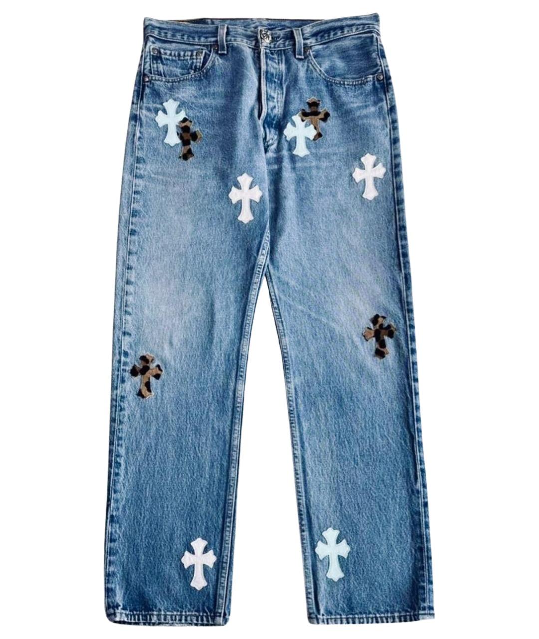 CHROME HEARTS Синие хлопко-полиэстеровые джинсы, фото 1