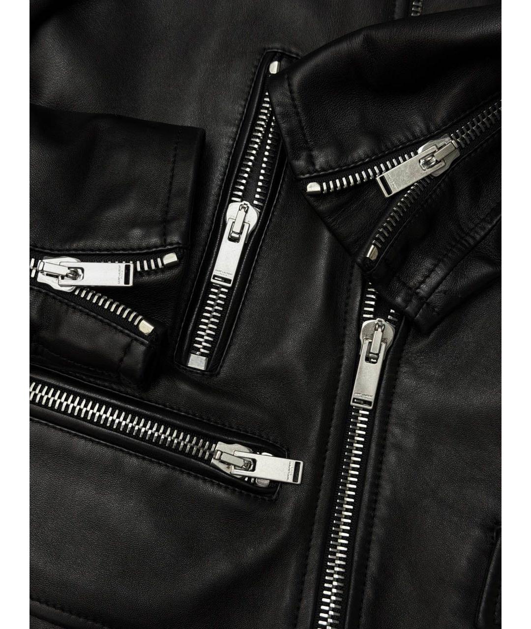 SAINT LAURENT Черная кожаная куртка, фото 3