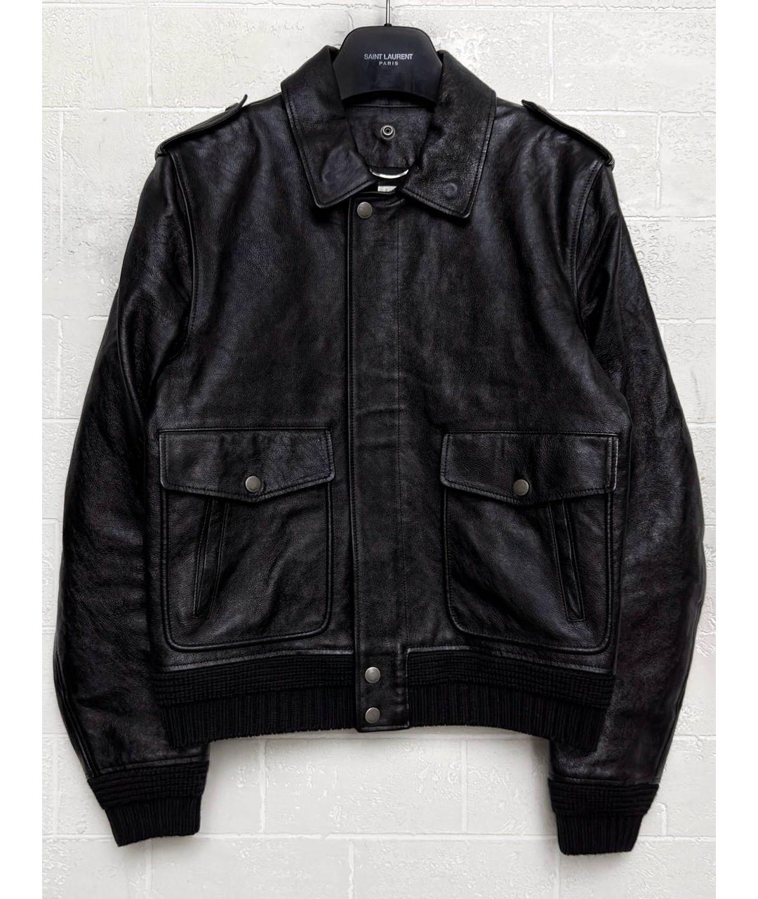 SAINT LAURENT Черная кожаная куртка, фото 2