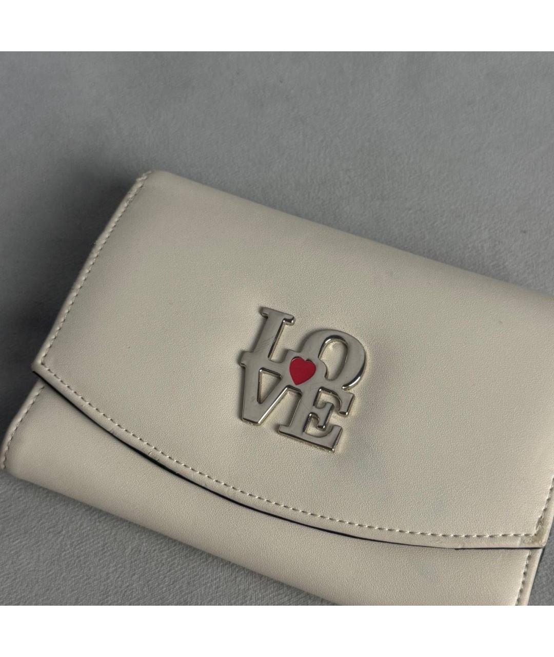 LOVE MOSCHINO Бежевый кожаный кошелек, фото 3