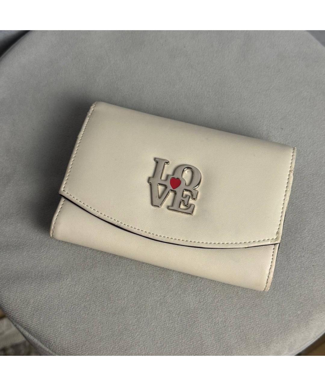 LOVE MOSCHINO Бежевый кожаный кошелек, фото 8