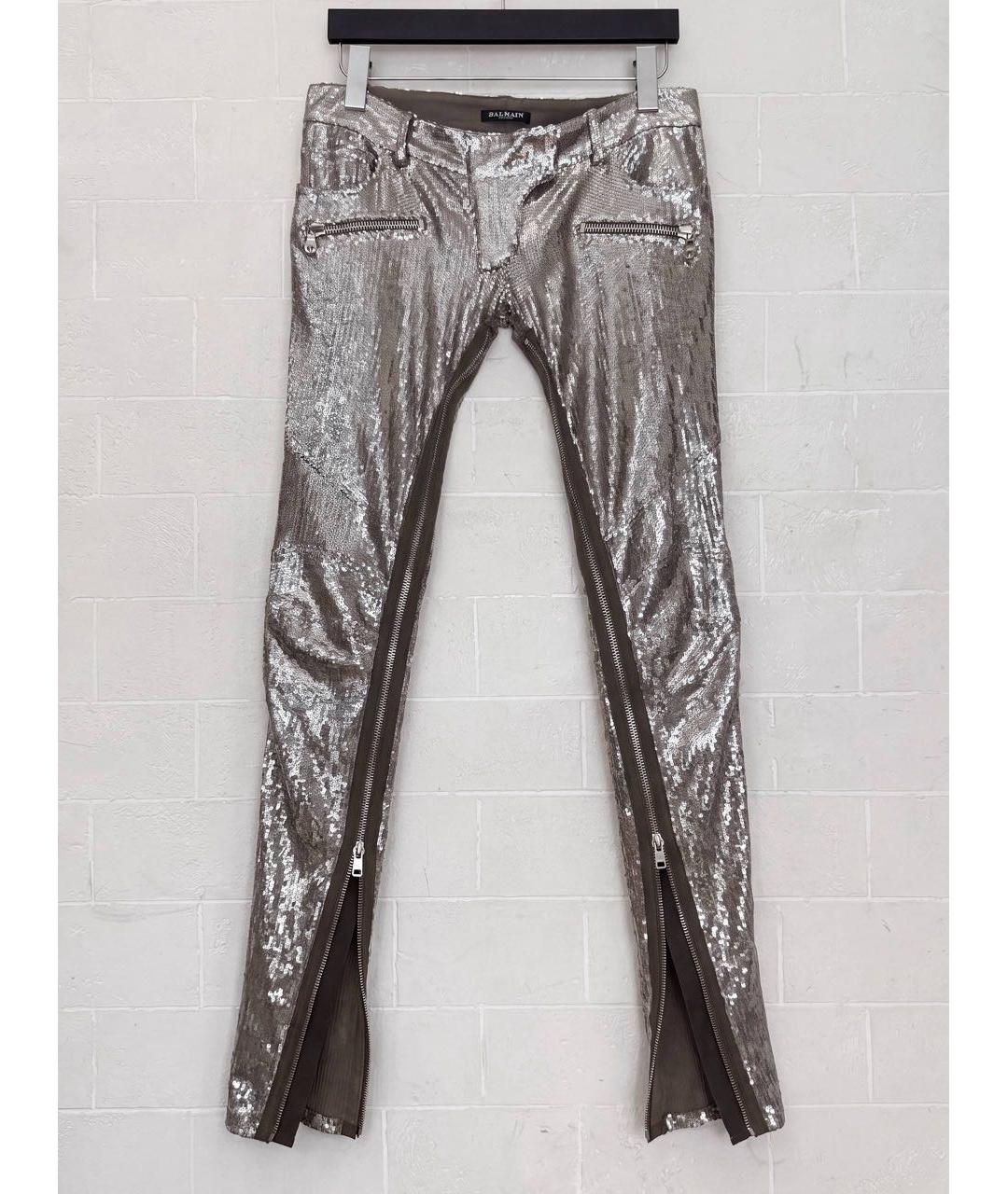 BALMAIN Серебряные брюки узкие, фото 6