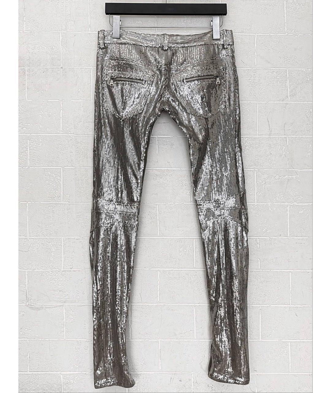 BALMAIN Серебряные брюки узкие, фото 2