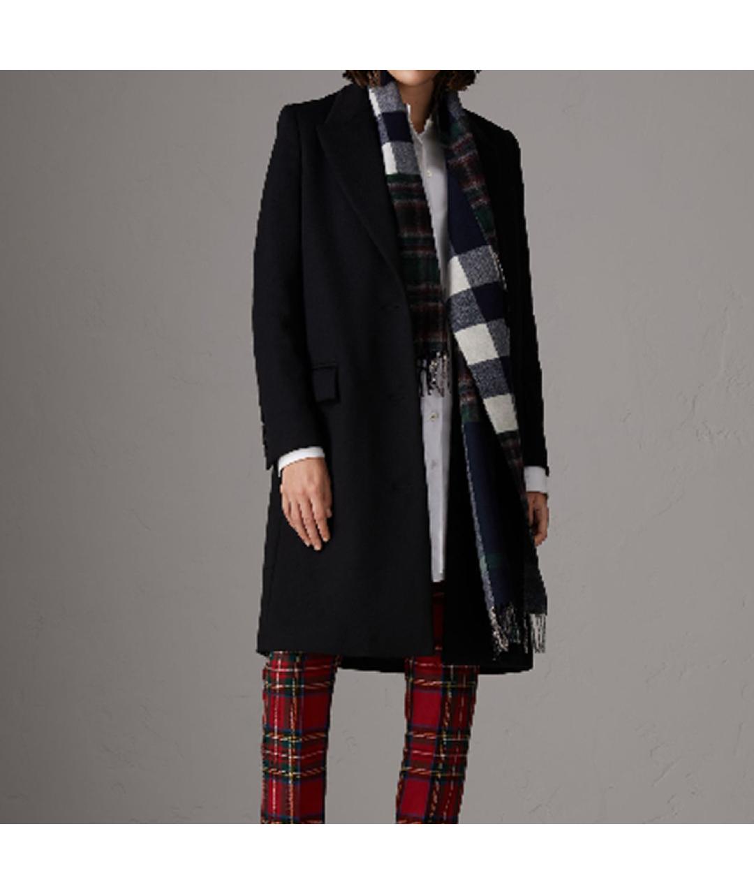 BURBERRY Черный шерстяной шарф, фото 4