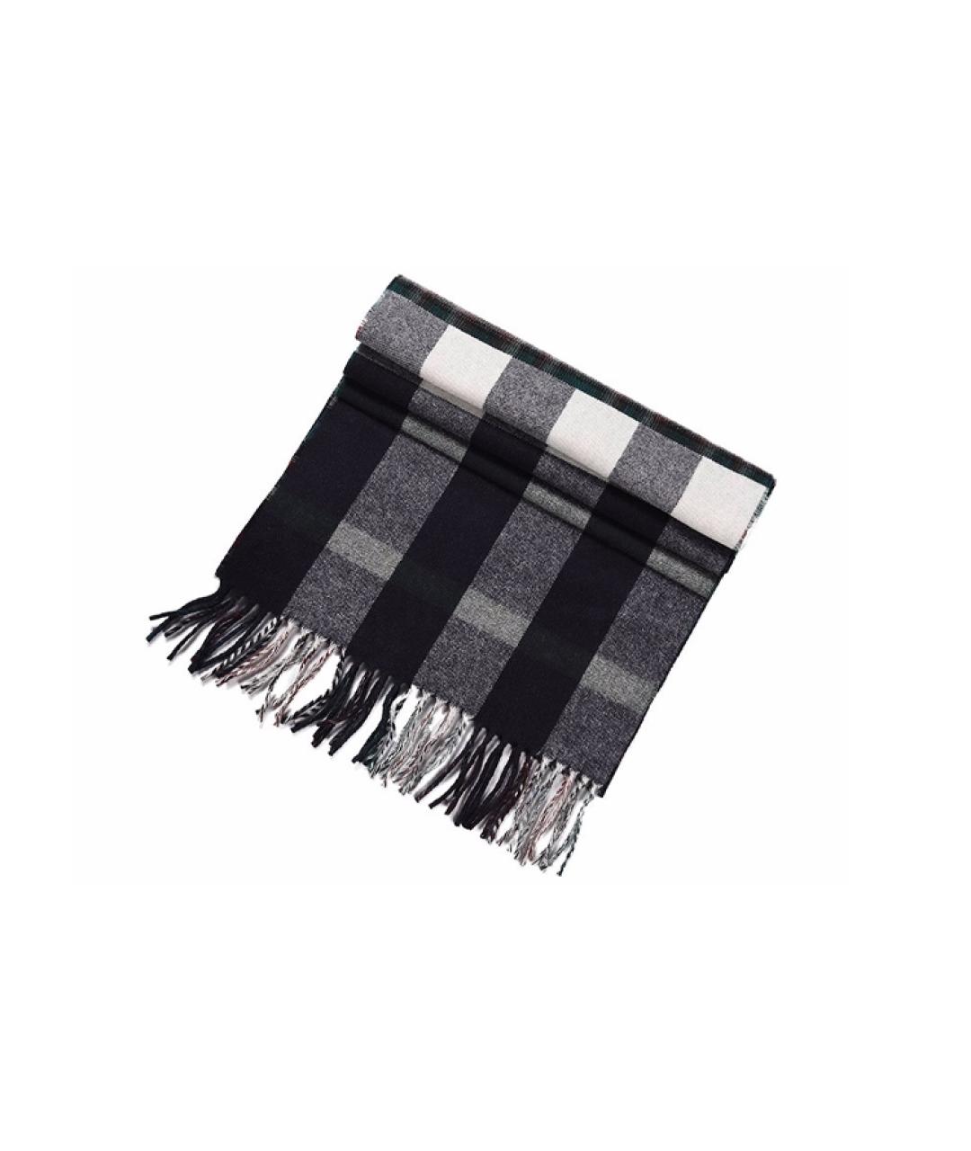 BURBERRY Черный шерстяной шарф, фото 2