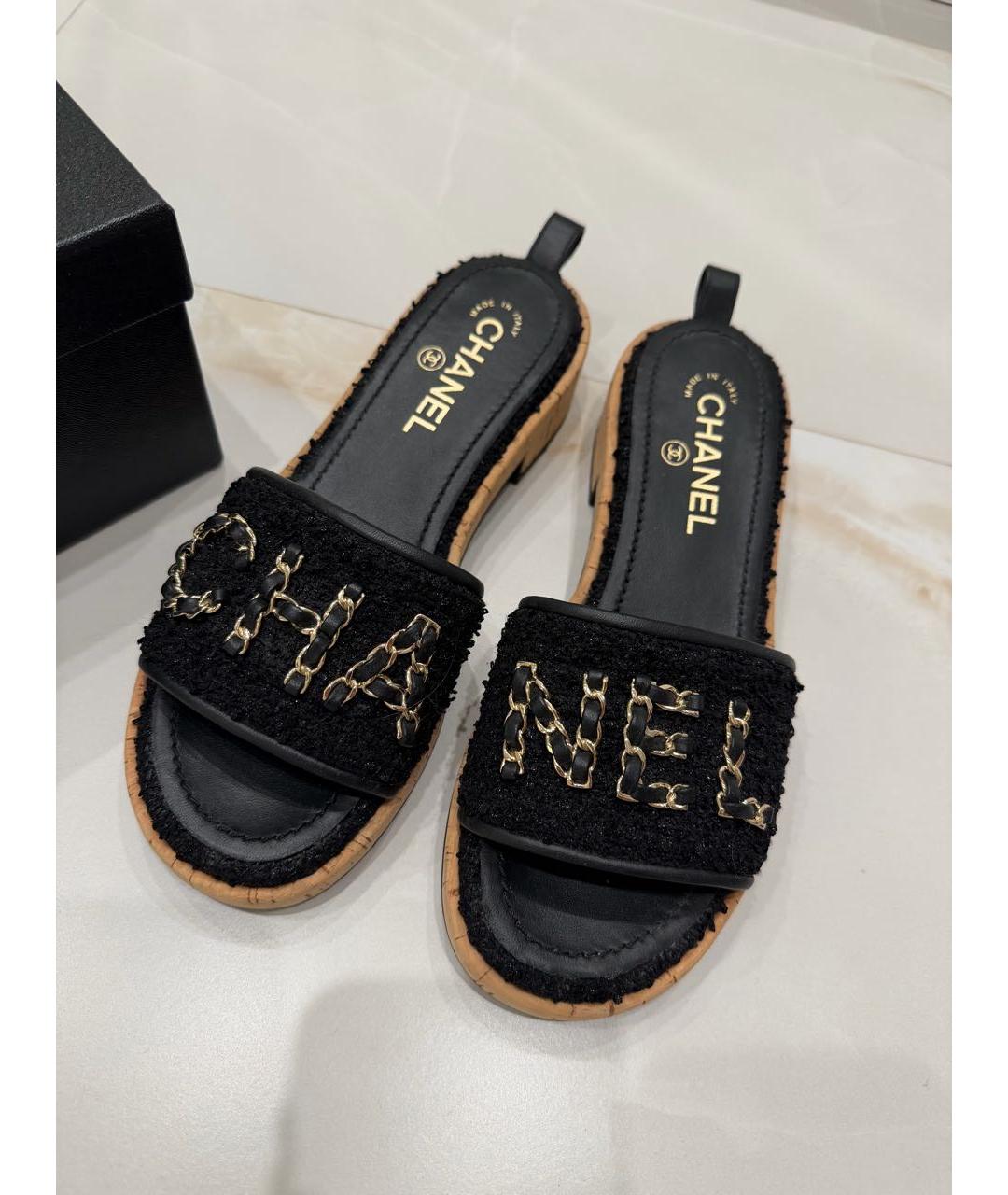CHANEL Черные шлепанцы, фото 2