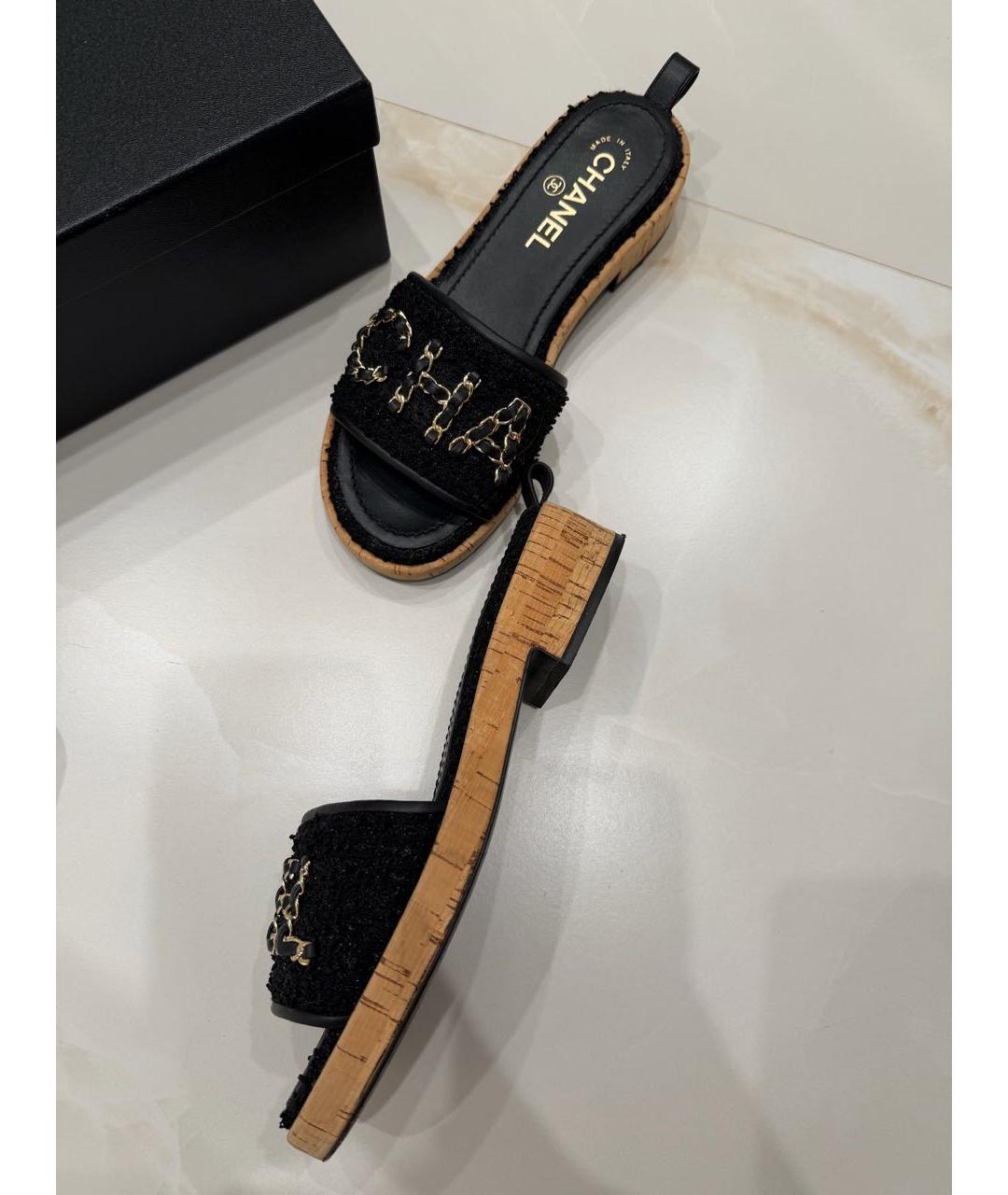 CHANEL Черные шлепанцы, фото 5