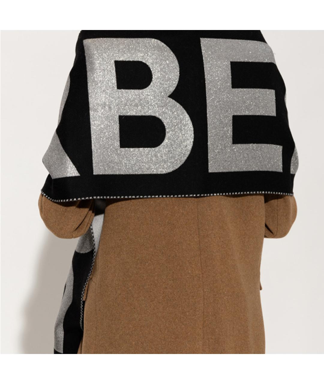 BURBERRY Черный шерстяной шарф, фото 4