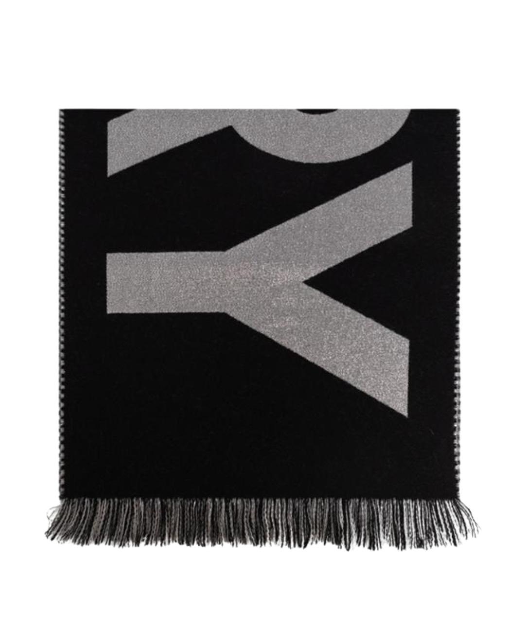 BURBERRY Черный шерстяной шарф, фото 1