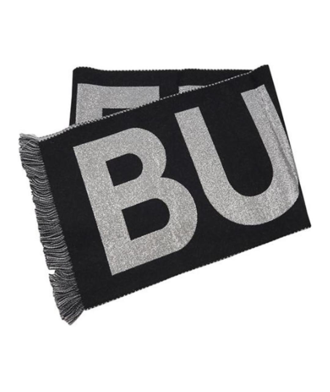 BURBERRY Черный шерстяной шарф, фото 3