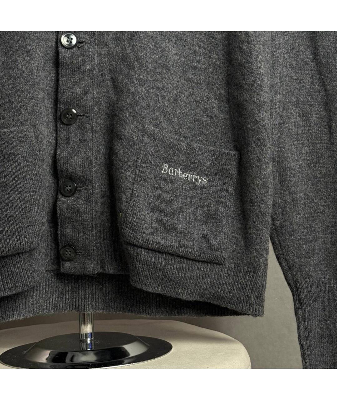 BURBERRY Антрацитовый шерстяной кардиган, фото 2